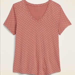 Luxe V-Neck Polka Dot Rose Tee